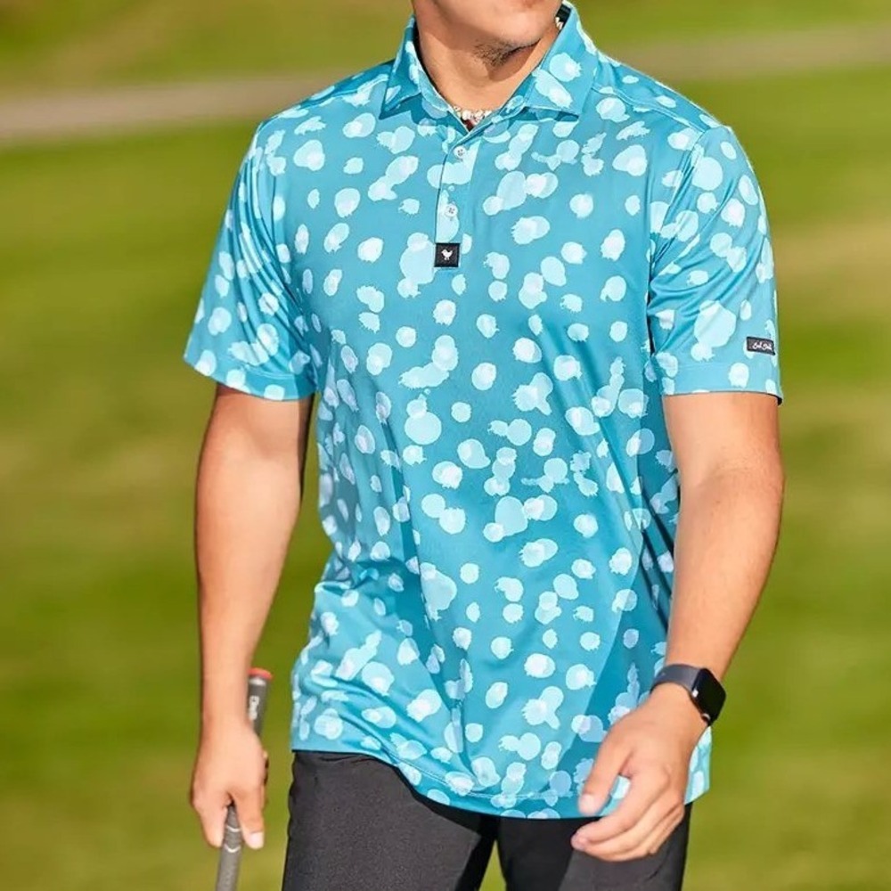 Bad Birdie Waterboy Golf Polo Shirt UPF 50+ Mens Medium Teal White Resort